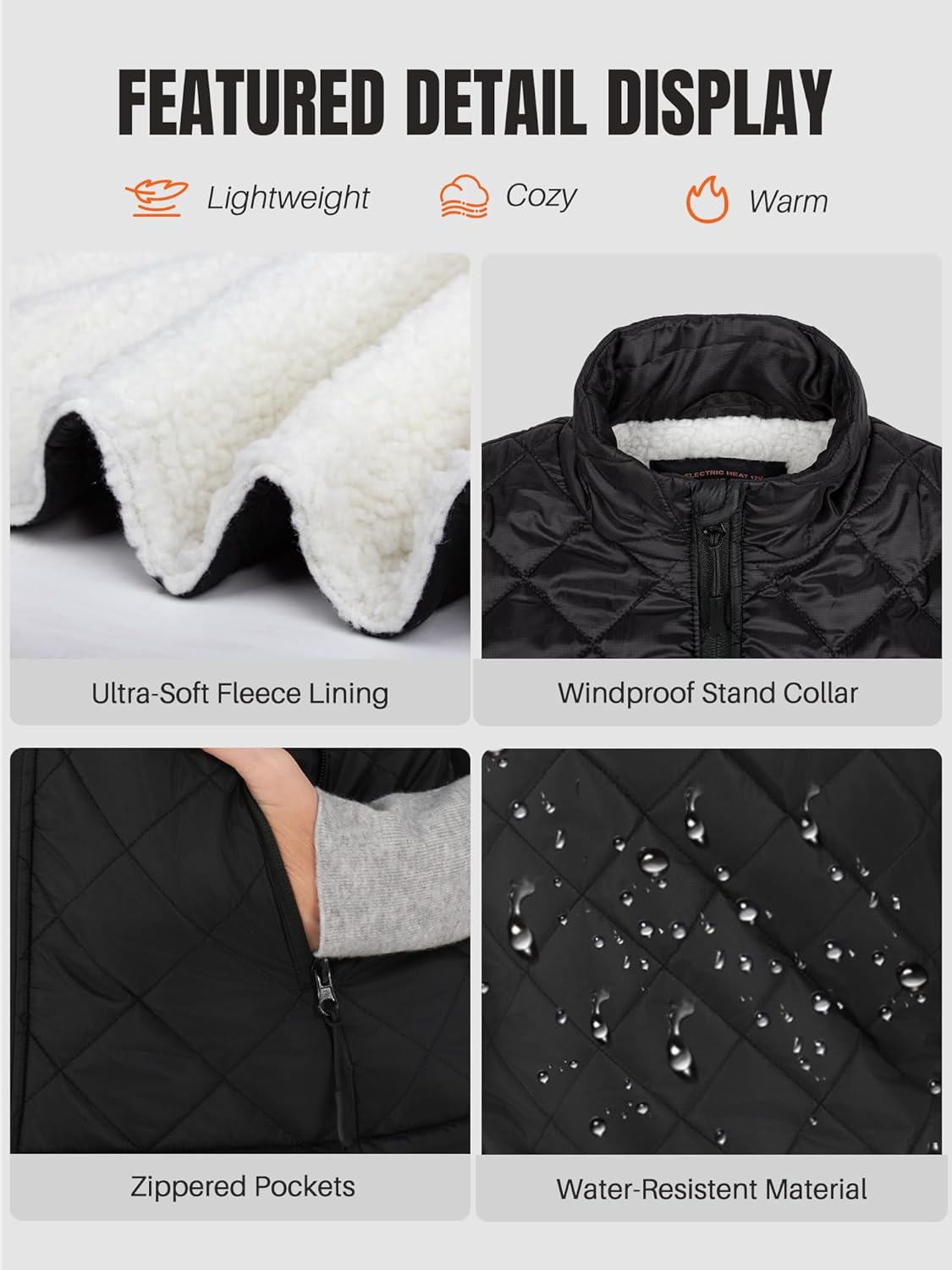 Lightweight Heated Vest for Women with 12V 15000mAh Rechargeable Battery Pack Warming Heating Vest for Winter Outdoor - Image 6