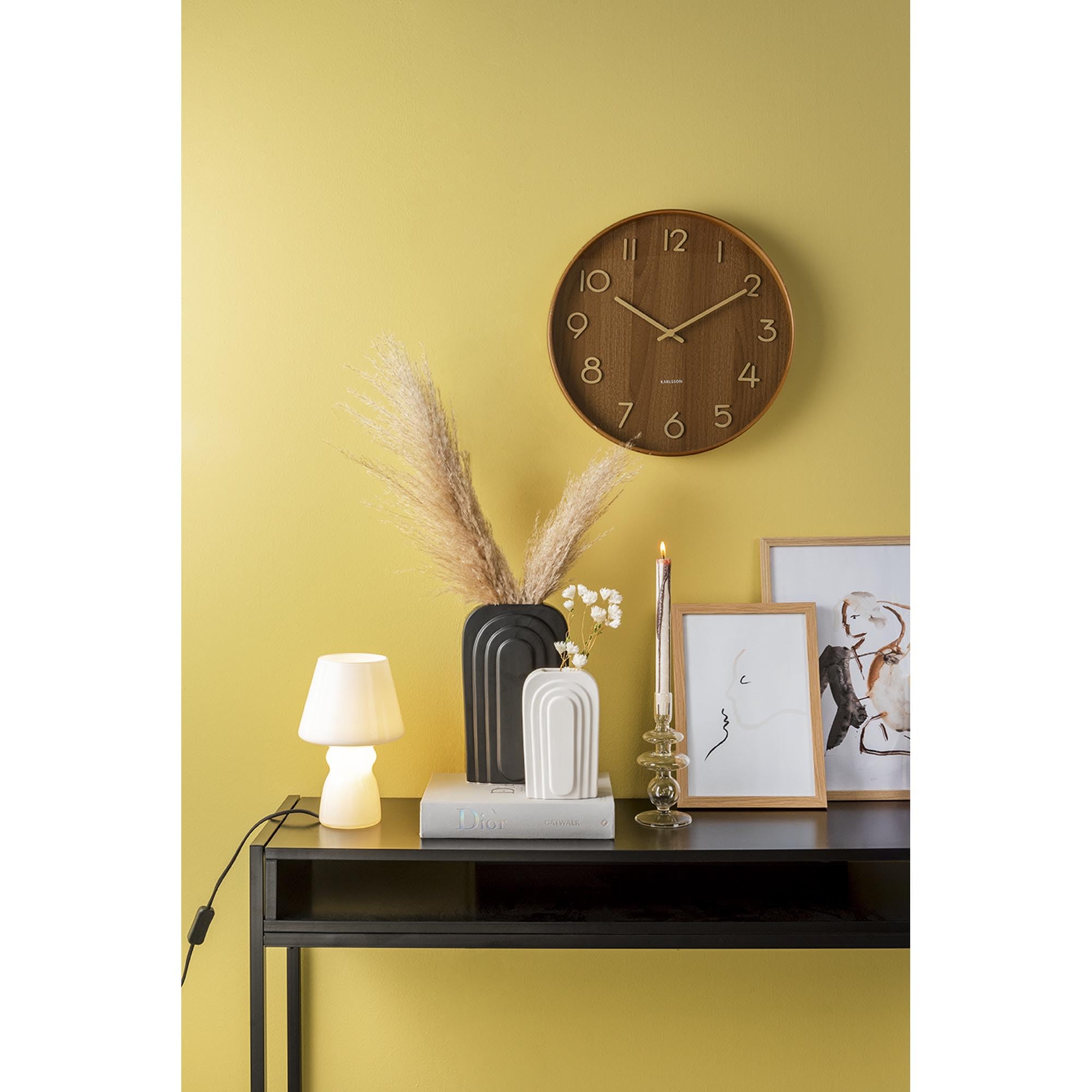 Image secondaire de Horloge Murale Ronde Karlsson Pure Medium en Bois Foncé 40 cm