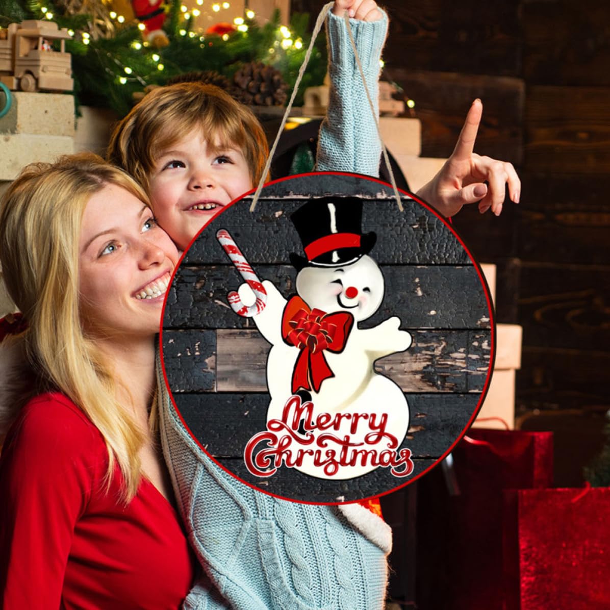 5 Stück Weihnachts Schneemann Türschild, Hängende Ornamente für
