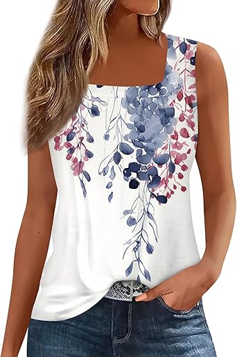Spring Summer Plus Size Dressy Tank Tops for Women 2025 Womens Workout Floral Boho Beach Sleeveless Shirts Blouses