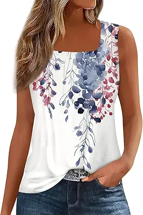 Spring Summer Plus Size Dressy Tank Tops for Women 2025 Womens Workout Floral Boho Beach Sleeveless Shirts Blouses