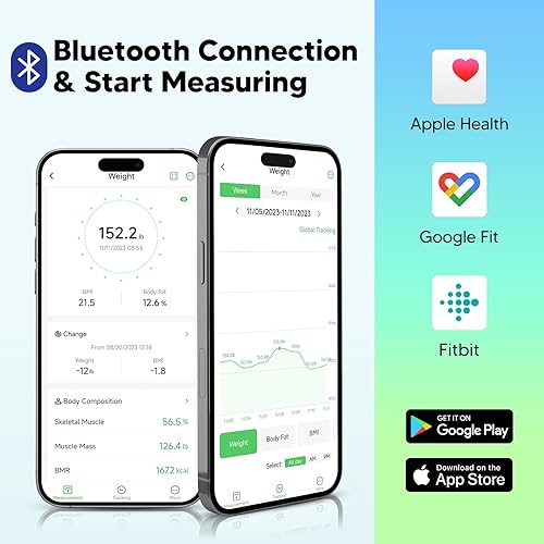 Miniatura 5 de arboleaf Báscula para peso corporal, báscula digital de peso con pantalla LED grande para baño, báscula de grasa corporal precisa para personas,