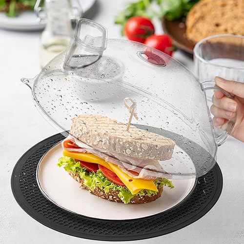 Miniatura 9 de Cubierta de salpicaduras de microondas para alimentos, tapa transparente para microondas con vapor de agua, mango integrado, protector de