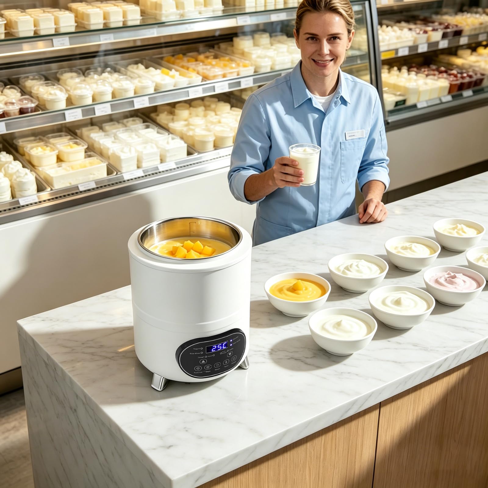 Yaourtière 8L en acier inoxydable yaourt et fromage frais