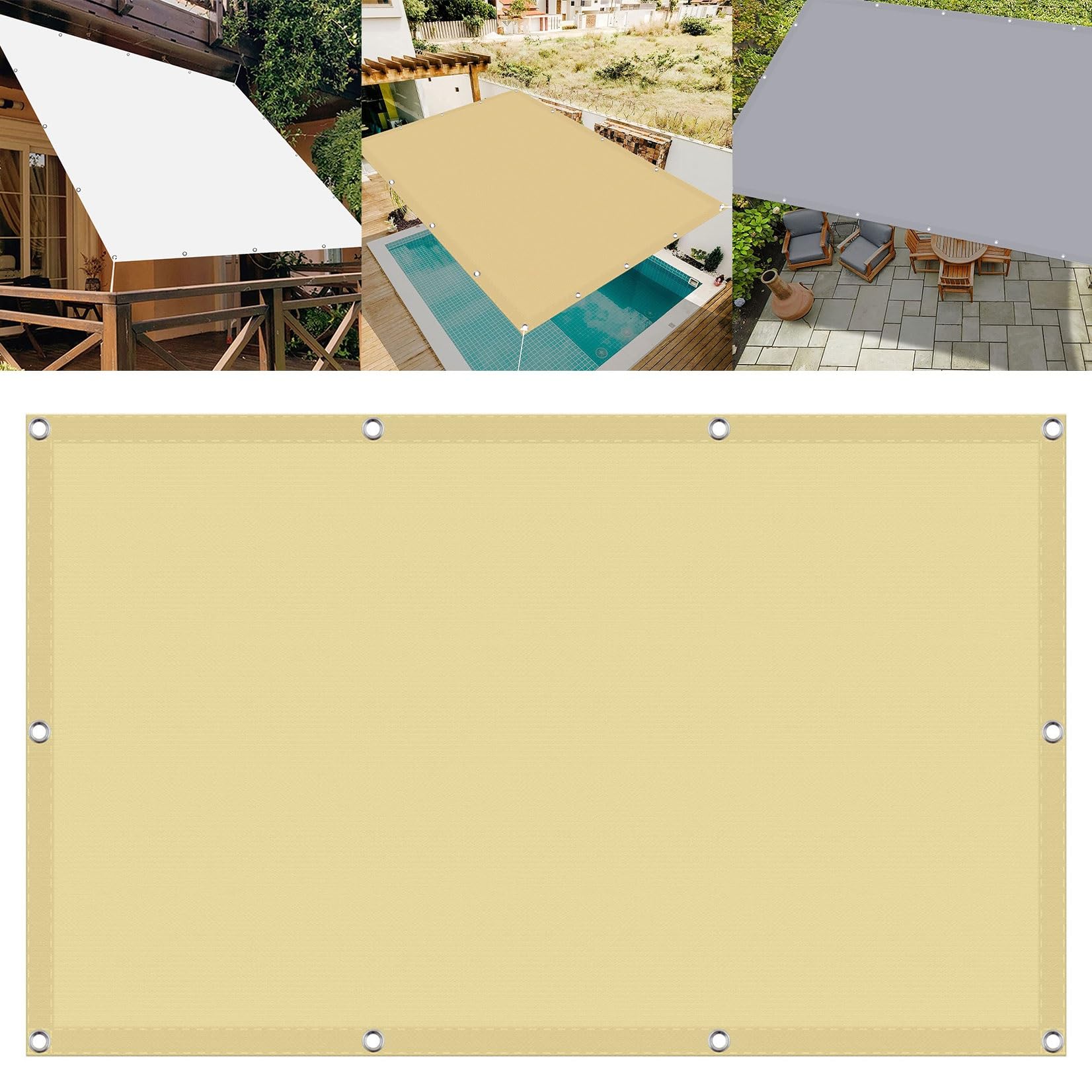 Voile d'ombrage rectangulaire 1.2x3m jaune sable pour terrasse