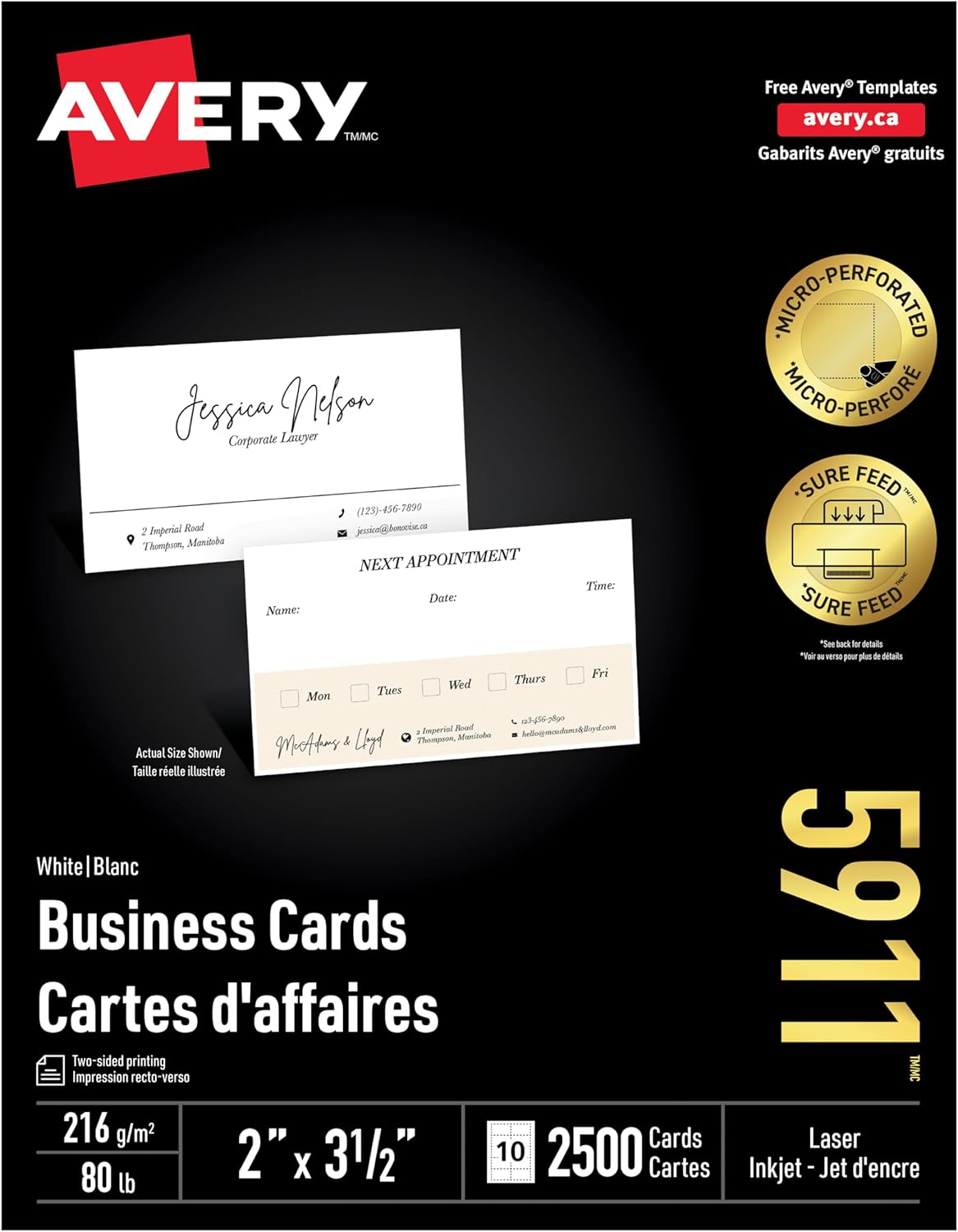 Avery AVE5911 - Two-Side Printable Business Cards