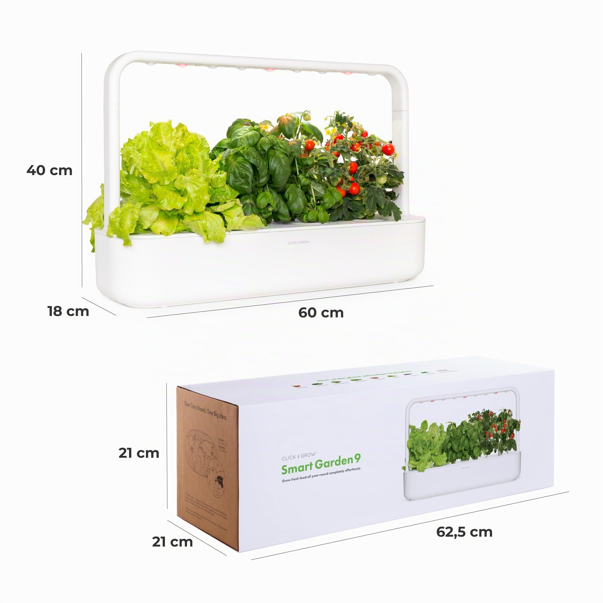 Click & Grow Smart Garden, Huerto Inteligente de Interior con 9 Cápsulas de Cultivo, Iluminación y Riego Automáticos, más Fácil que el Cultivo Hidropónico