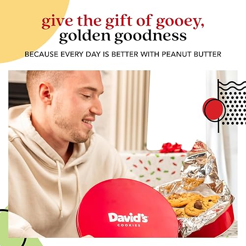 Miniatura 6 de David's Cookies Peanut Butter Chunk Fresh-Baked Decadent Cookie Gift Basket Tin — Luscious Large Peanut Butter Cookies With No Added Preservatives