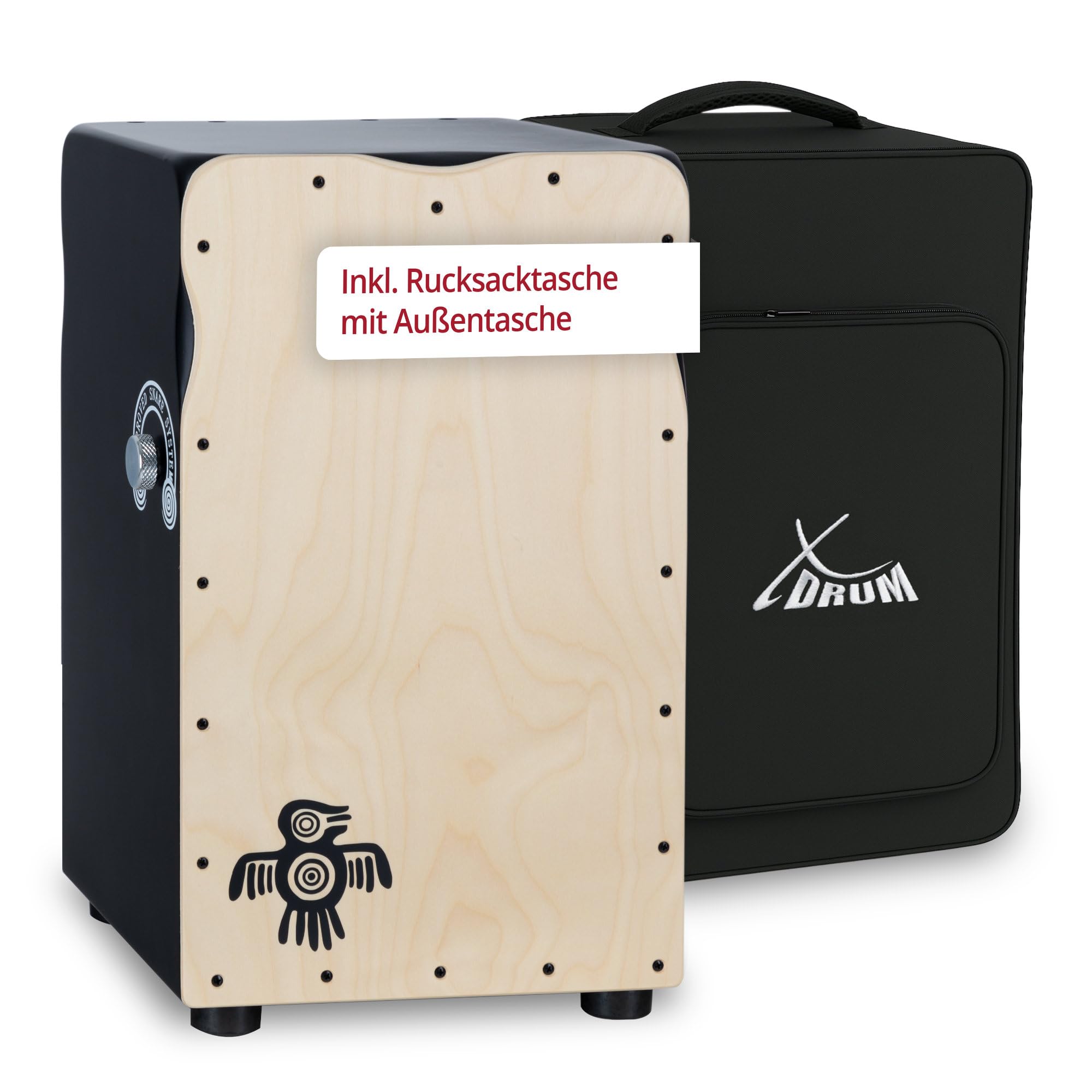 XDrum Pro Cajon Peruana Ash, Plaque de frappe en frêne de 3 mm, 5 cm | Plaque de frappe en bouleau de 3 mm, Caisse en bouleau de 9 mm (7 plis), Plaques de frappe entièrement vissées, 5 cm, 6 kg