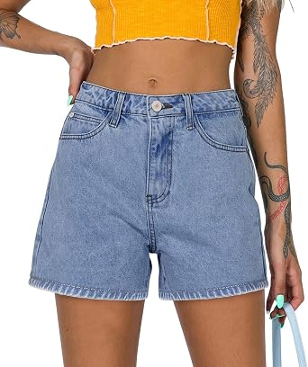 CHICZONE Womens Mid-High Waisted Stretchy Denim Jean Shorts
