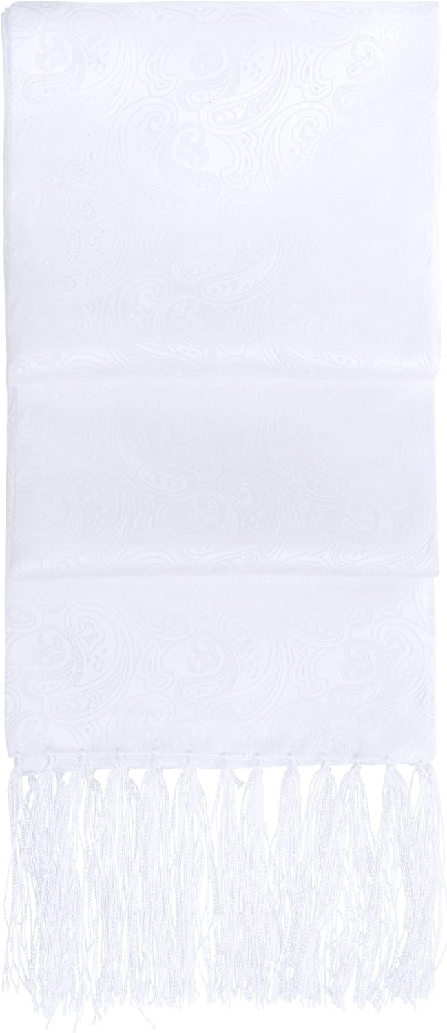 Men's Satin Paisley Scarf with Hand-Tied Fringe, 65 x 9 Inches