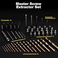 Vista 2 de Topec Extractor de tornillos de 55 piezas y extractores de pernos rotos, extractores multilínea y brocas para quitar pernos y tornillos dañados