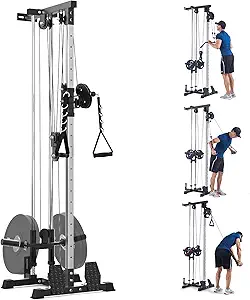 Wall Mount Cable Machine,LAT Power Cable Machine, LAT Pull Down and LAT Row LAT Tower,Cable Crossover Machine with 20 Positions,LAT Pulldown Machines for Home Gym Total Body Training