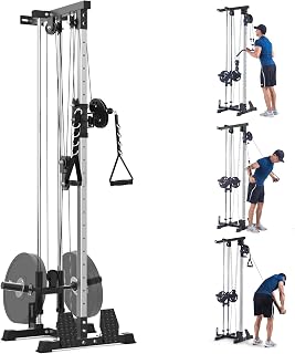 TROPOW LAT Pulldown Machine, Multi-Functional Cable Machine with High and Low Pulley Station, Row Cable Machine Home Gym with Leg Support, Tricep Workout Equipment