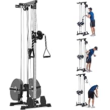 LAT Power Cable Machine, Space Saving LAT Pull Down Machine with 20 Positions Adjustable Pulley System, Cable Cross Over Machine for Home Gym Body Strength Training