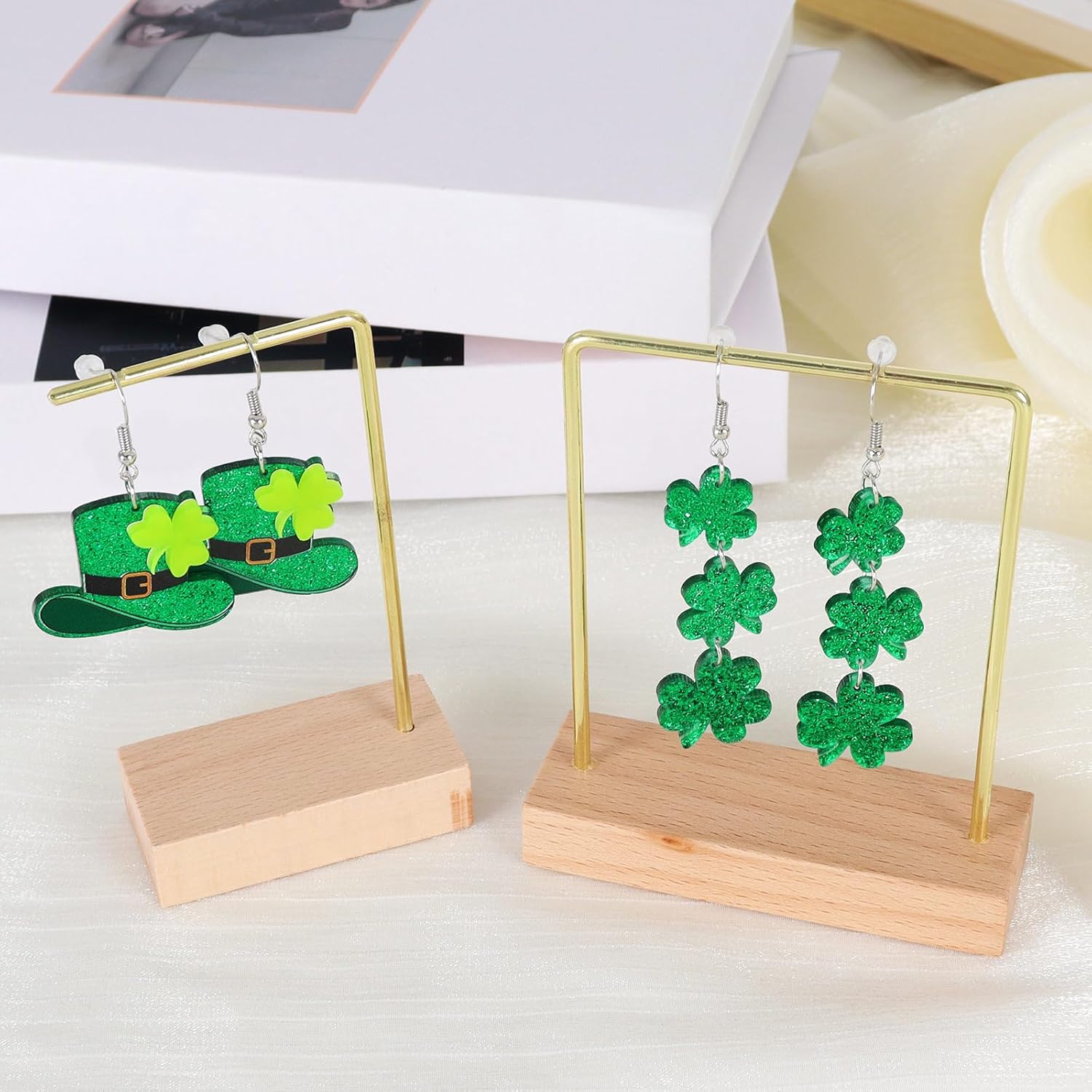 St Patrick’s Day Earrings, Shamrock Dangle Earrings, St Patrick’s Day Clover Hat Drop Earrings for Women St Patrick Party Accessories Decoration - Image 7