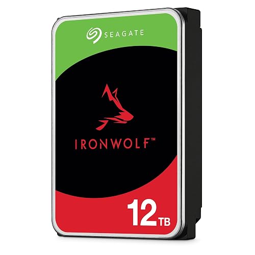 Seagate IronWolf, 12 TB, NAS, Internal Hard Drive, CMR, 3.5 Inch, SATA, 6GB/s, 5,400 RPM, 256MB Cache, for RAID Network Attached Storage, 3 year Rescue Services (ST12000VN0007)