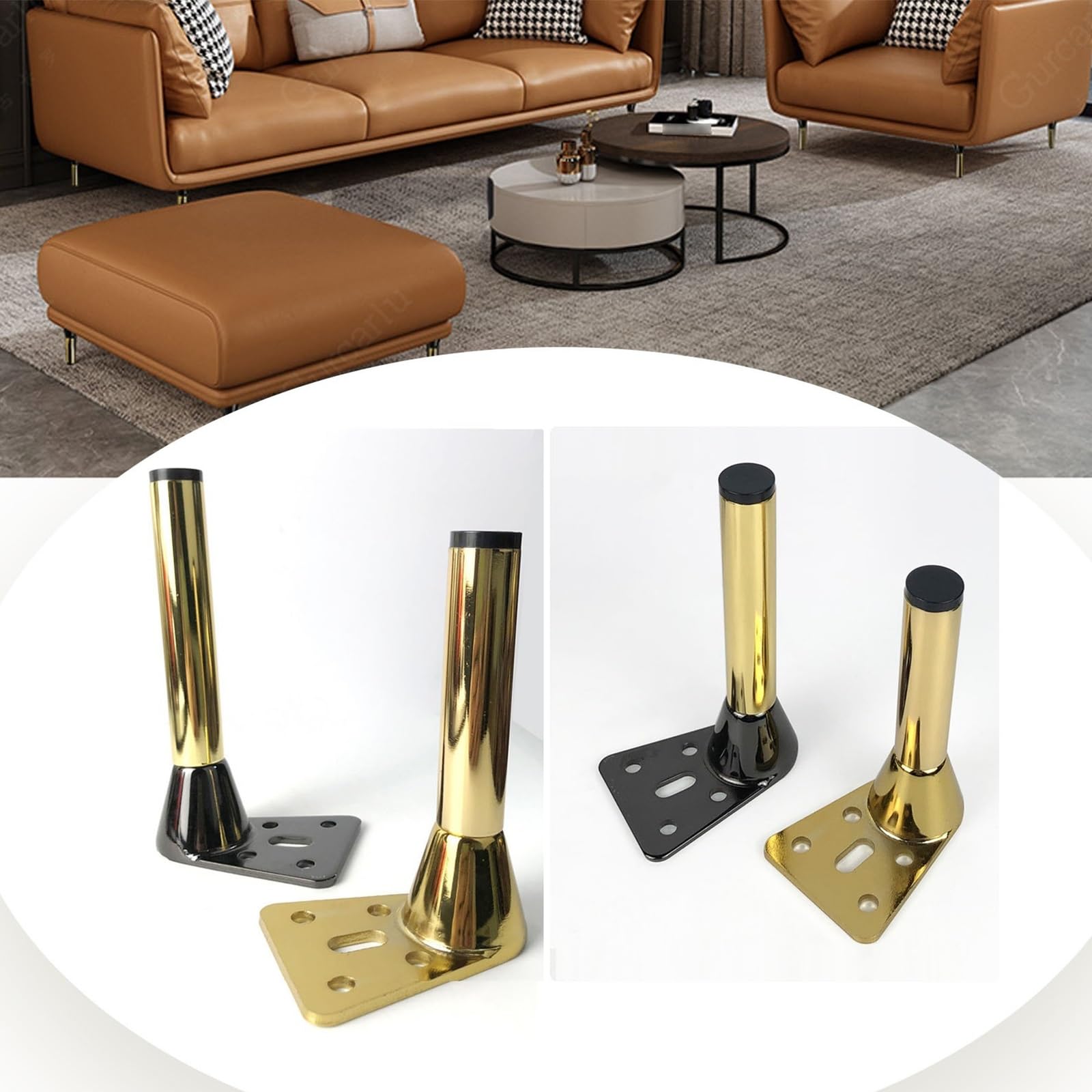 Piedi per Mobili In Metallo Piedini per Mobili Cilindriche per Comò In Stile Moderno Set di 4 Gambe per Mobili Gambe di Ricambio Fai da Te per Divano Divano Letto Tavolino da Caffè(Multi-colored,19cm/