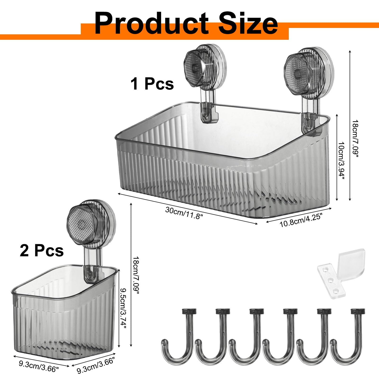 uxcell 1 juego de organizador de ducha con ventosa con ganchos, 3 unidades, estante organizador de ducha con ventosa, estante dispensador de montaje en pared, estante de almacenamiento para baño,