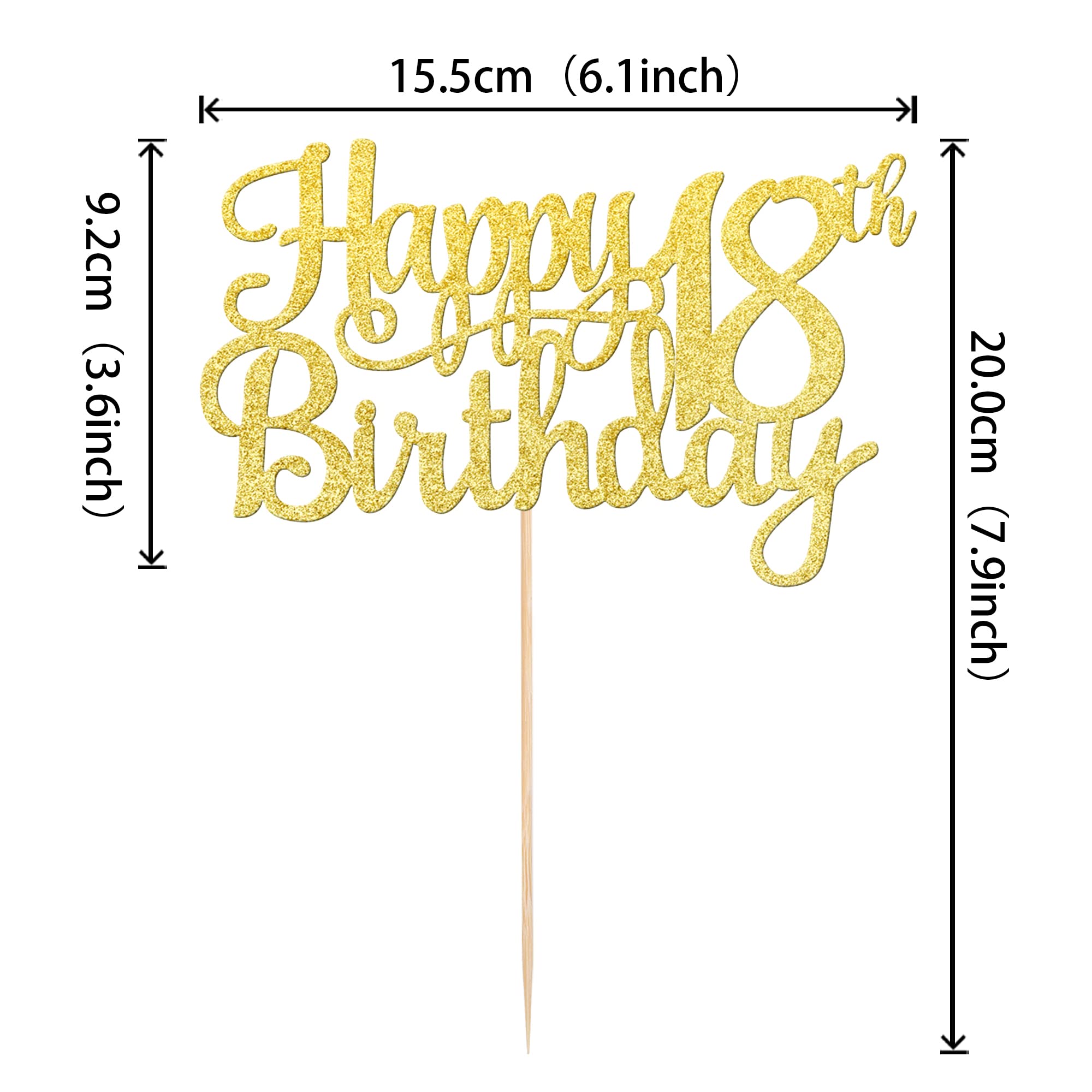Snapklik.com : 1 PCS Happy 18th Birthday Cake Topper Gold Glitter ...