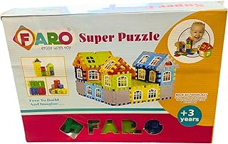FARO Super Puzzle Building Blocks Set, Educational Construction Toy for Ages 3+, Multicolour House Building Kit