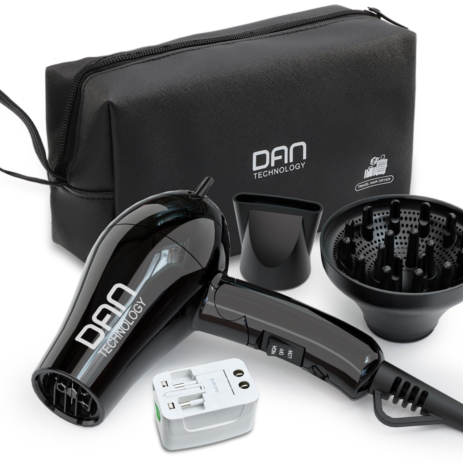 Photo 1 of DAN Technology Auto Dual Voltage Hair Dryer,Hair Blow Dryer,Folding hairdryer for Travel,Small Blower with Multi-Function Plug Adapter,Compact Hair Dryer with Diffuser & Concentrator