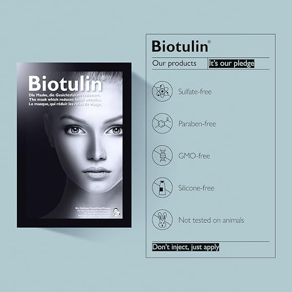 Biotulin - BioCellulose Mask - Anti-wrinkle hydrating masks with Spilanthol, Hyaluronic Acid, and Aloe Vera - Refreshed and radiant skin