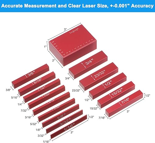 Miniatura 2 de HARFINGTON Juego de 15 unidades de medidores de altura de bloque de configuración, barras de aluminio de precisión de 116 a 3 pulgadas con marcas de