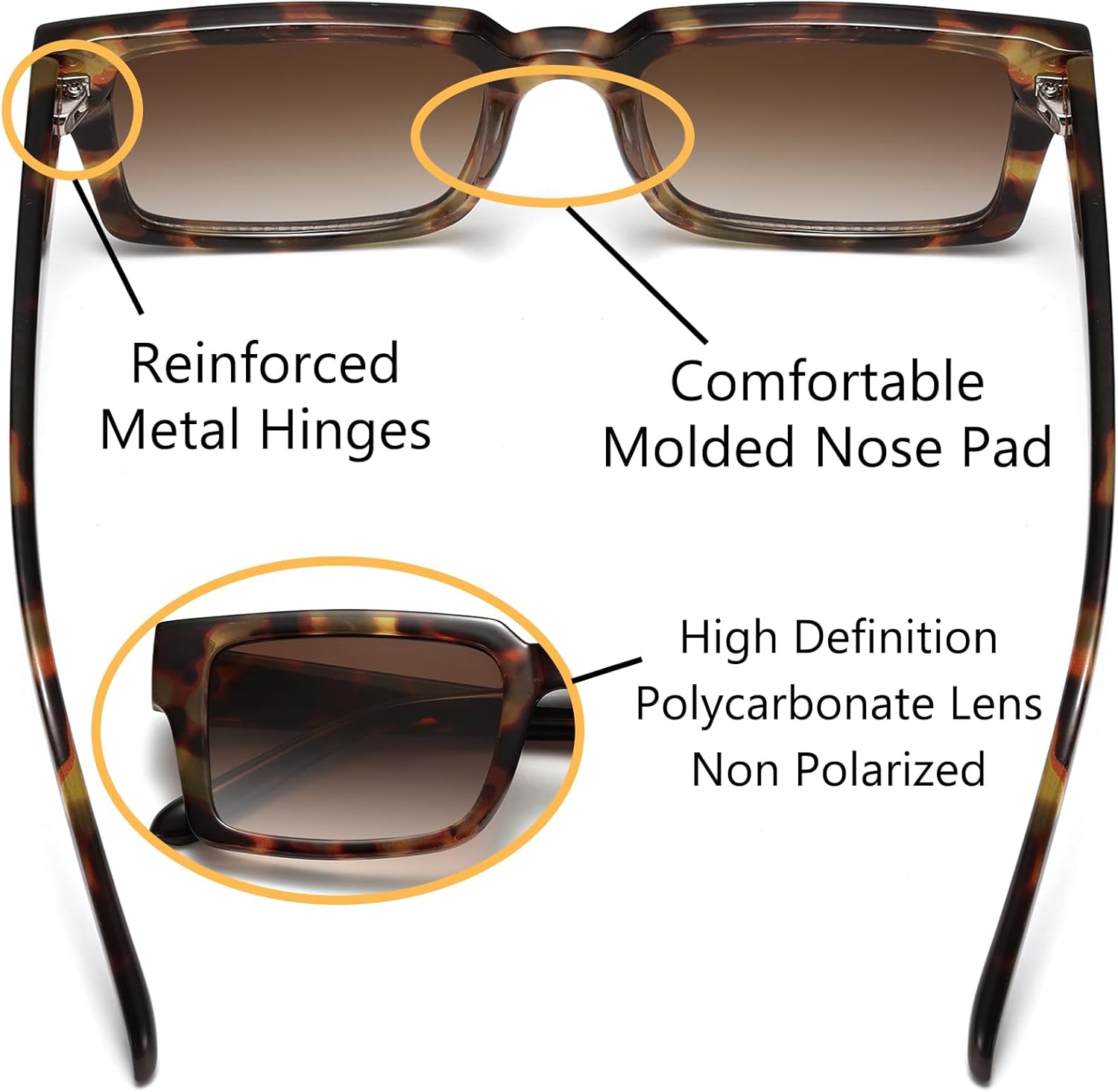 IOHLNG Retro Vintage Sunglasses for Women Men Trendy Rectangle Sun Glasses UV Protection - Image 4