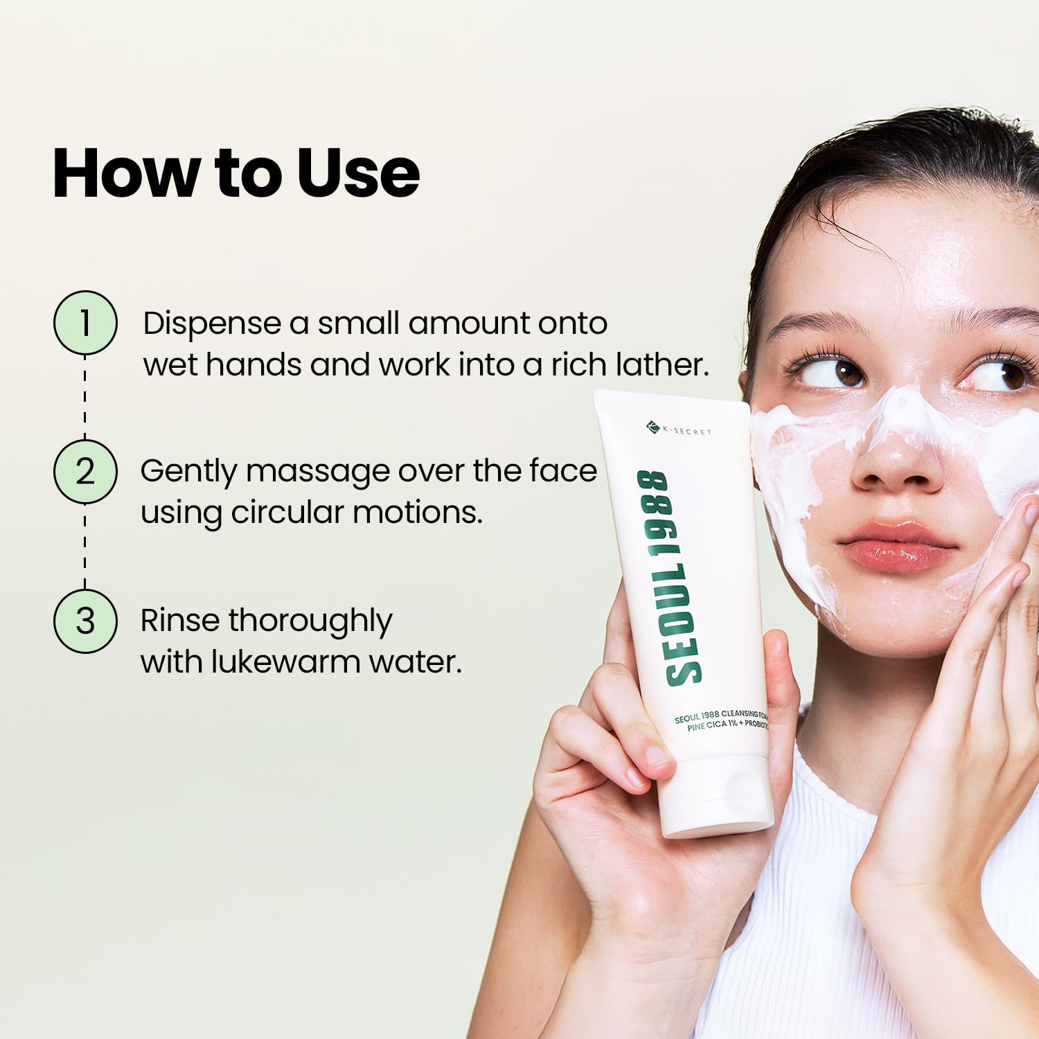 K-SECRET - KSECRET SEOUL 1988 Mousse Nettoyante : Cica de Pin 1% + Probiotiques, 150ml / 5.07 fl.oz