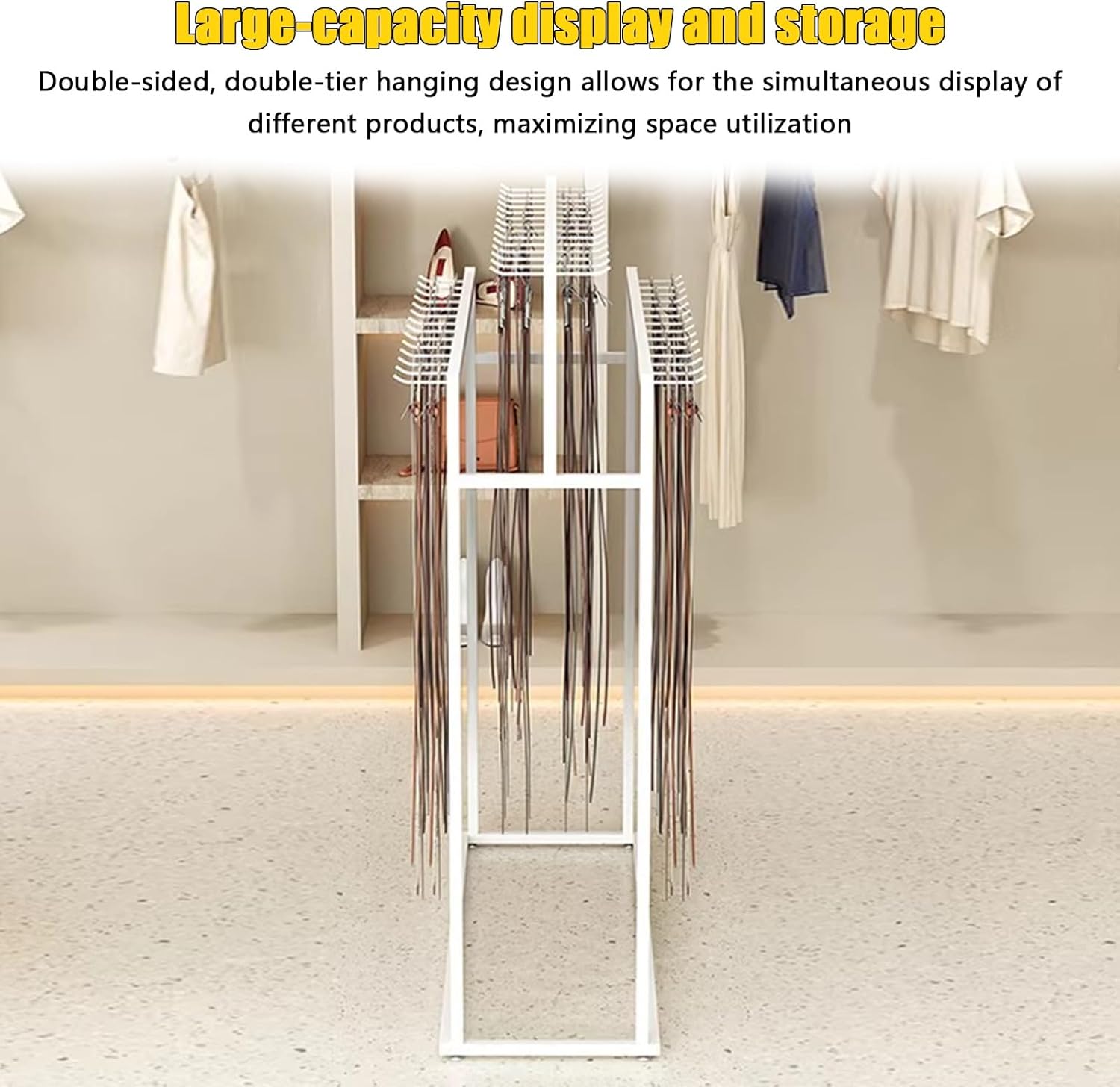 Commercial Belt/Ties/Scarf/Sock Display Rack, Belt Display Stand, Multifunctional Accessory Organizer(White,100cm/39.4IN)