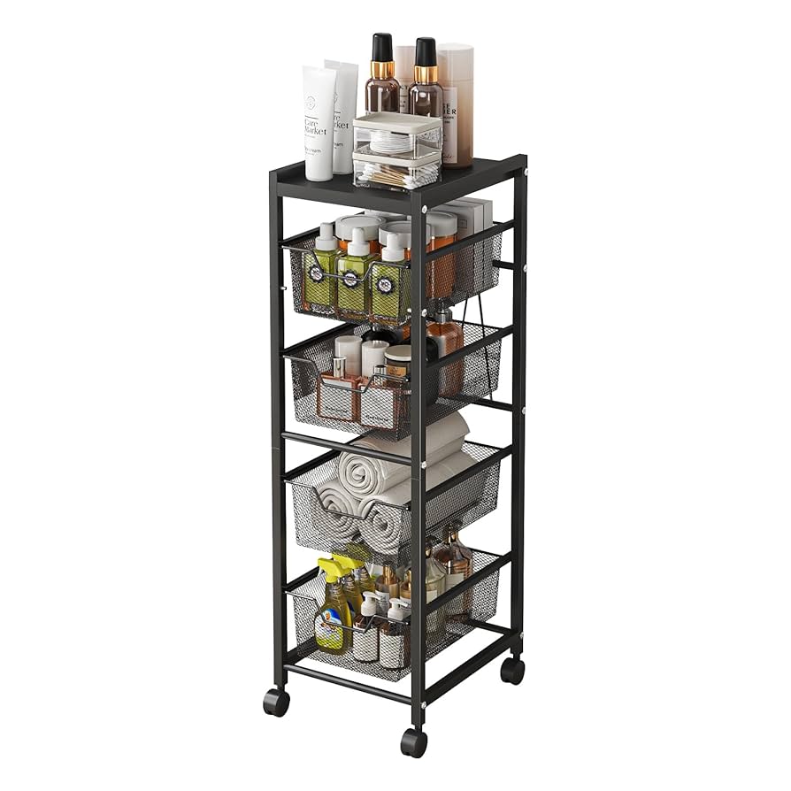 スリム 隙間収納 ラック 収納ワゴン キャスター付き スチール製 調味料ラック キッチン収納 隙間収納 ラック ワゴン キャスター