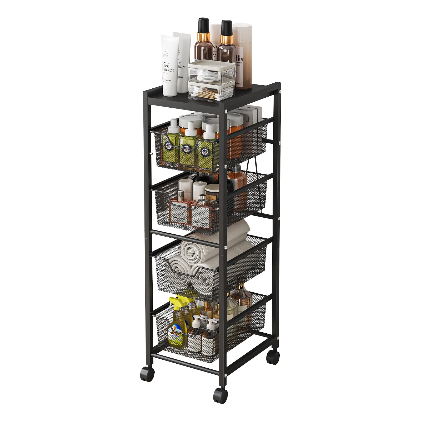 Amazon.co.jp: Sunhot キッチンワゴン 25cm スリム キャスター付き