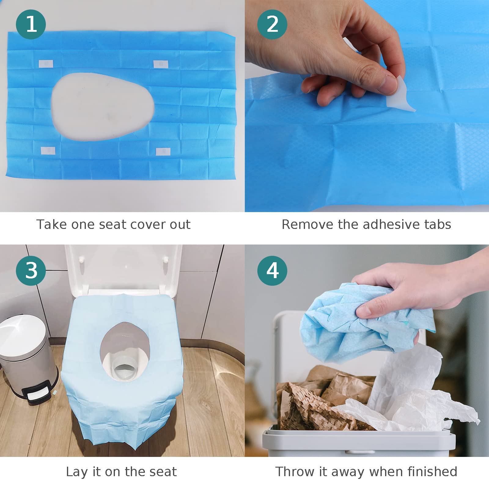 Coprisedili Monouso per WC Antibatterico 40 x 60 cm LncBoc per Viaggi Campeggio Hotel Ospedale