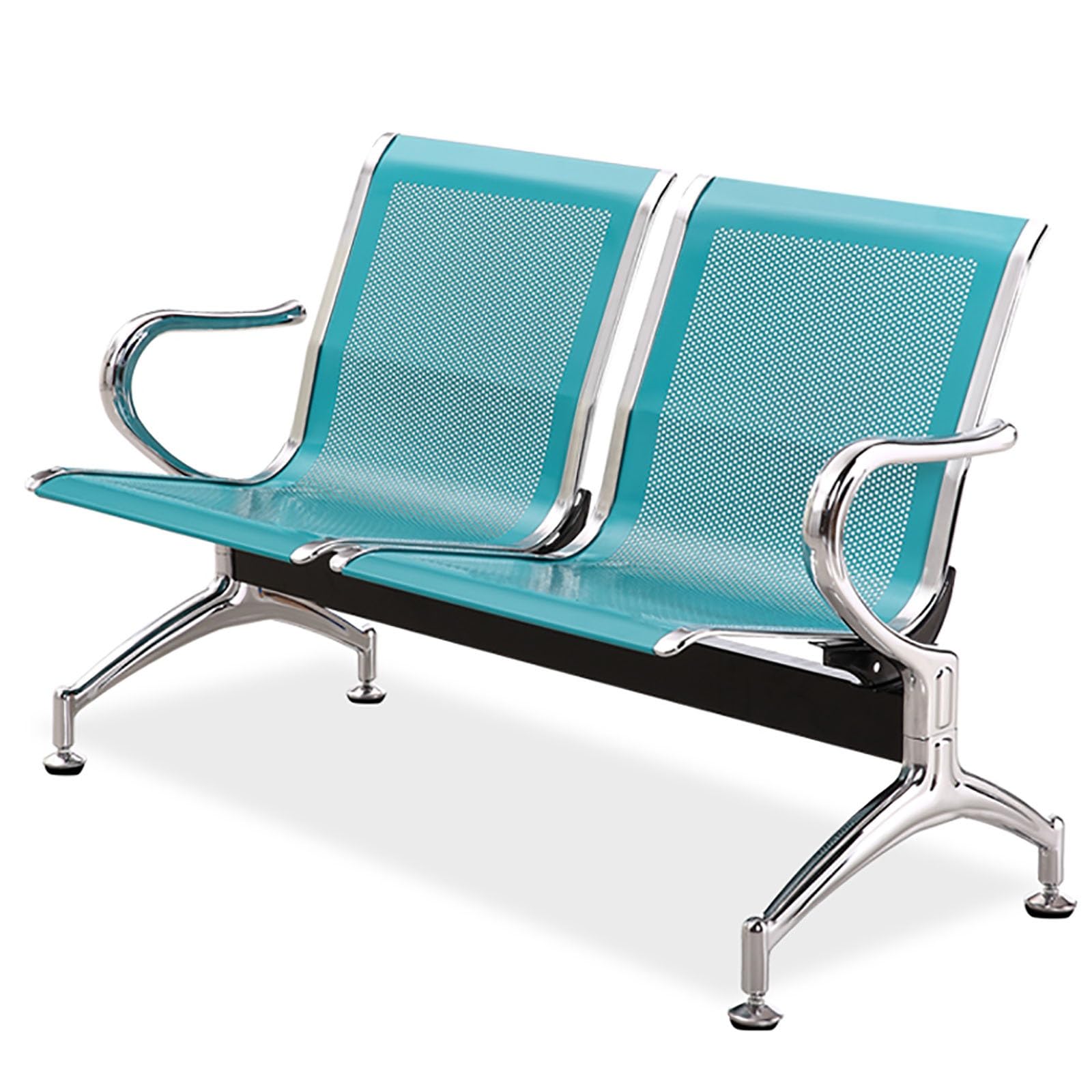 SnamicE 2-Seater Waiting Bench with Backrest & Armrests Cold Rolled Steel Ideal for Office Reception Airports Hospitals and Public Spaces Antique Finish,
