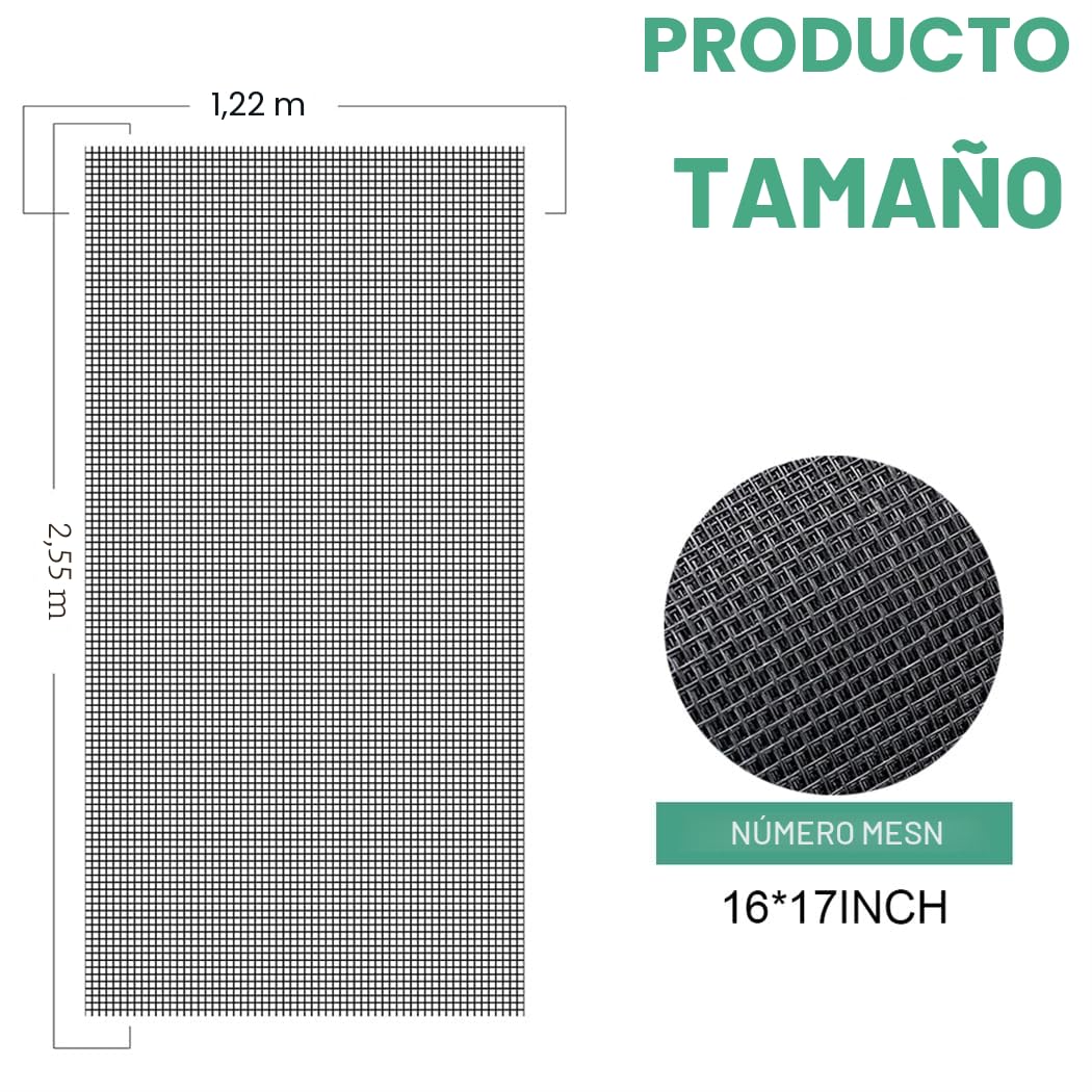 Rejilla protectora para gatos, 1,22 x 2,55 m, pantalla para mascotas, puerta, protección contra insectos, ventana, mosquitera de tela, mosquitera a prueba de gatos, mosquitera para puertas