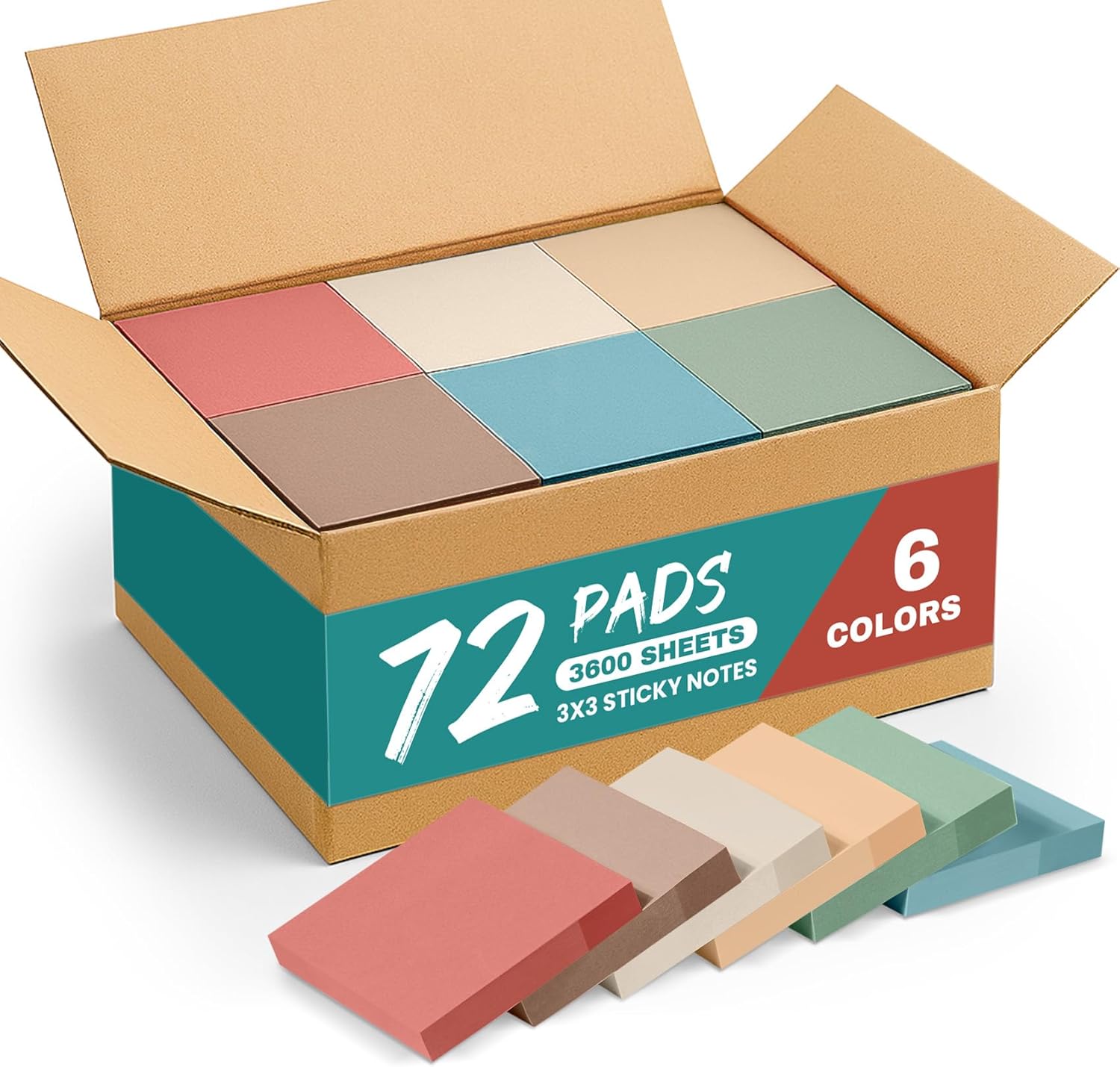 Sticky Notes, 72 Pads, 3x3 Inches Self-Stick Note Pads, Perfect for Office, Study, and Daily Life Organization - Vintage
