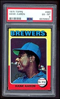 1975 Topps # 660 Hank Aaron Milwaukee Brewers (Baseball Card) PSA PSA 6.00 Brewers