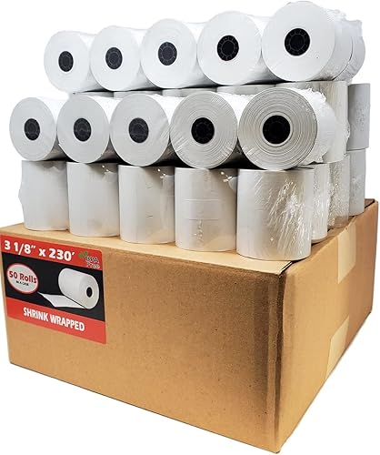 Miniatura 1 de (2500 rollos) 3 18 pulgadas x 230 pies - Rollos de papel térmico para recibo, apta para todas las impresoras de caja registradora Clover POS Star