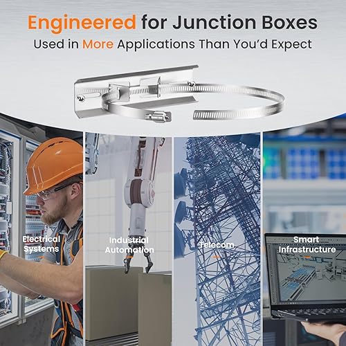 Miniatura 6 de QILIPSU Kits de montaje de poste, soportes de acero inoxidable 304 de 6.9 x 1.9 pulgadas con abrazaderas ajustables de 2 a 8 pulgadas para cajas