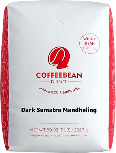 Coffee Bean Direct Dark Sumatra Mandheling, Whole Bean Coffee, 5-Pound Bag