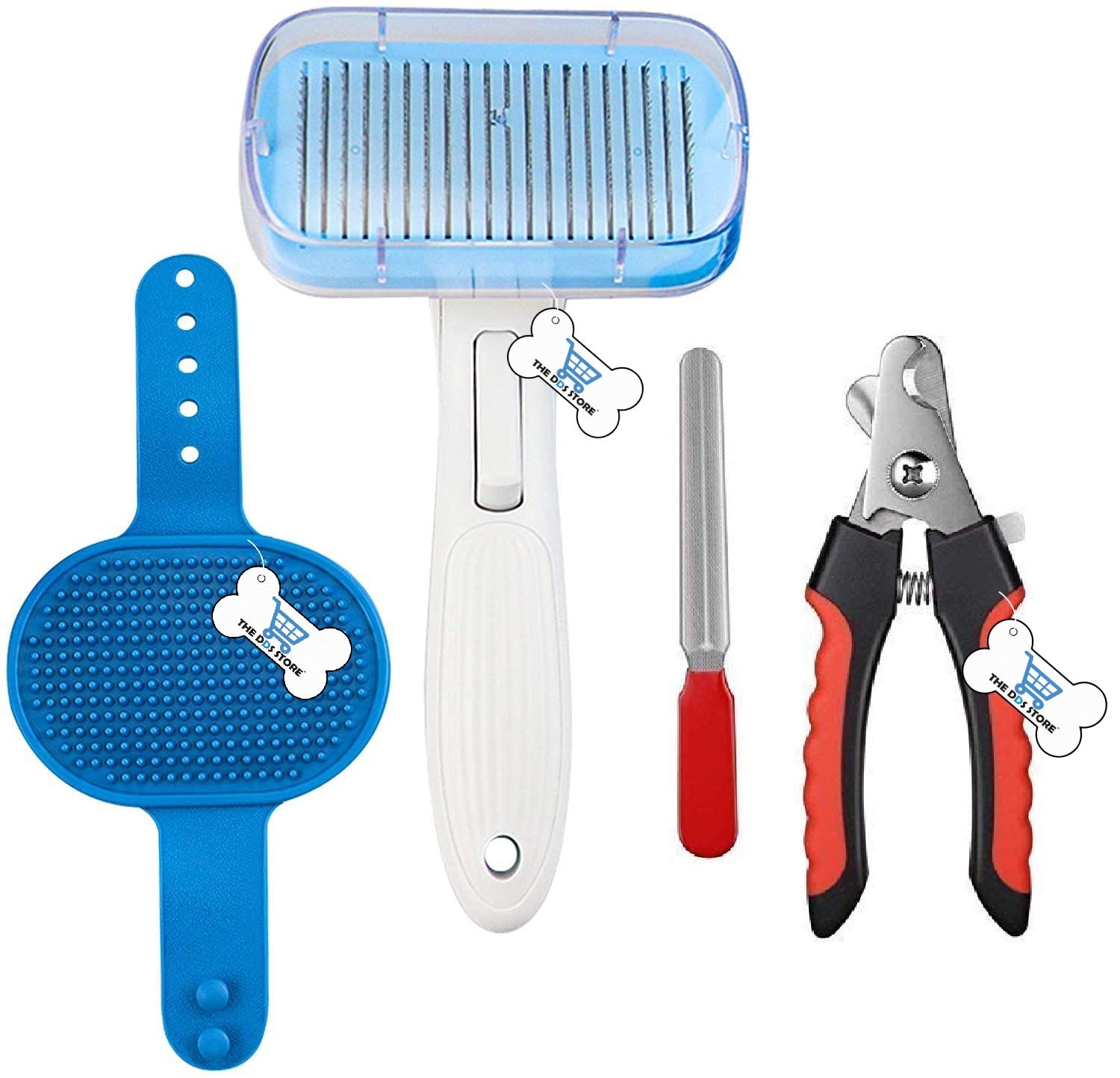 The DDS Store Pets Grooming Brush Tools for Dogs Self Cleaning Slicker Grooming Brush Nail Clipper Set Silicone Massage Bath Brush for Cats and Dogs – Soft... (B08RSP9BSD) Amazon Price History, Amazon Price Tracker