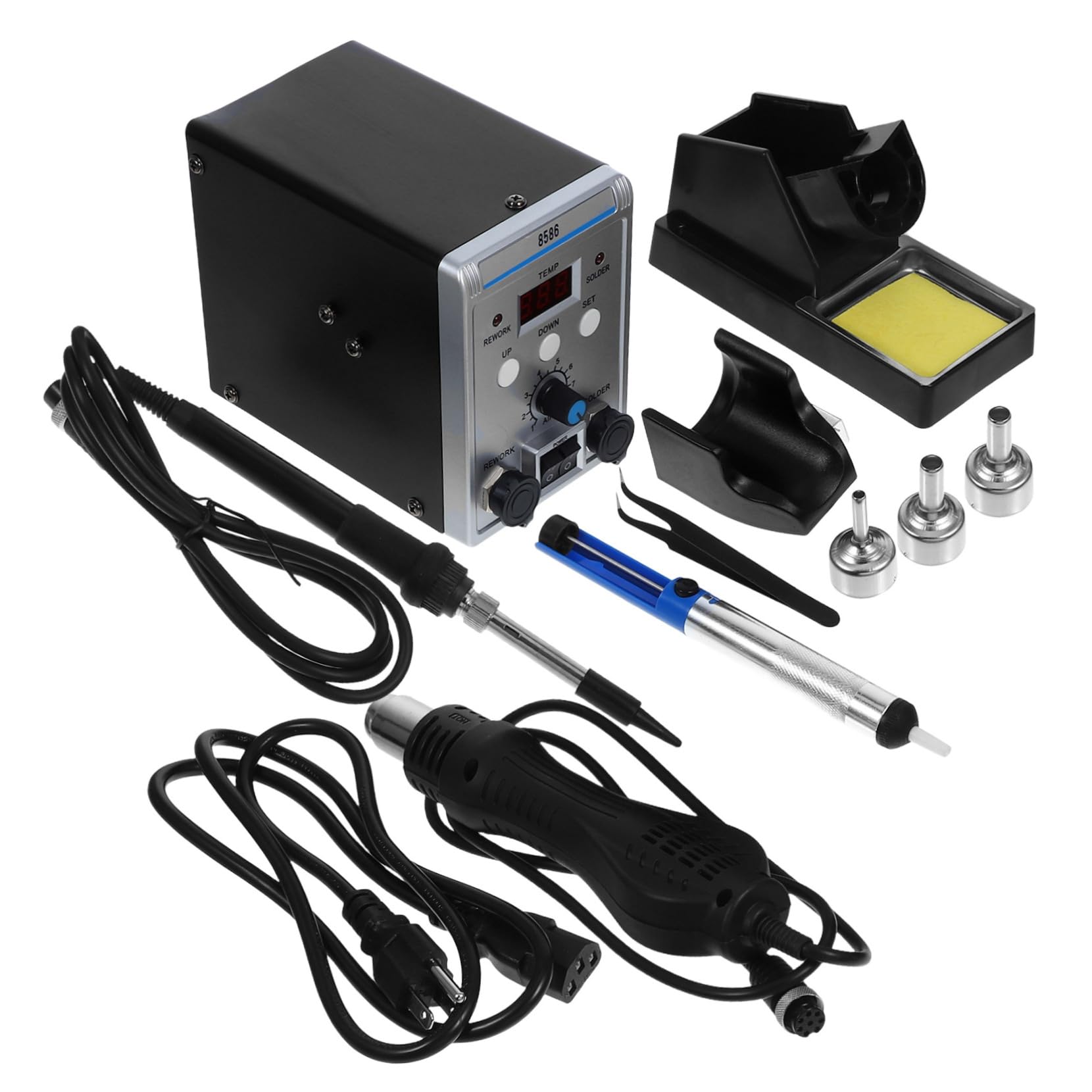 HOLIDYOYO 1 Set Hot Soldering Station Repair Rework Heat Soldering Iron Station Kit Practical Soldering Station Digital Soldering Iron Station Power Supply Aluminum Alloy