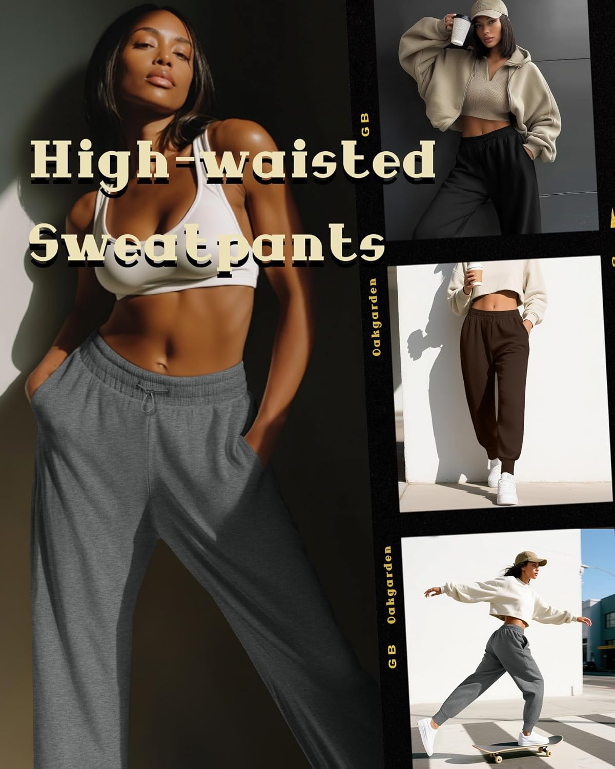 3 Pack Women's Sweatpants Jogger High Waisted Drawstring Athletic Running Yoga Workout Pants with Pockets - Image 6