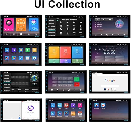 Miniatura 5 de Podofo Radio estéreo de auto con Android doble DIN de 7 pulgadas, audio con pantalla táctil con Bluetooth, navegación GPS, WiFi, enlace de espejo,