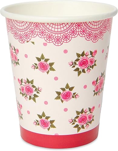 Miniatura 8 de Royal Bluebonnet Suministros para fiestas florales de Pascua, juego de 24 platos de papel rosa (7 y 9 pulgadas), servilletas de papel y vasos de