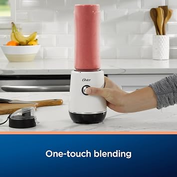 خلاط شخصي Oster MyBlend Plus سعة 20 أونصة خالٍ من مادة BPA، محمول بقوة 500 واط مع شفرة من الفولاذ المقاوم للصدأ تعمل بلمسة واحدة