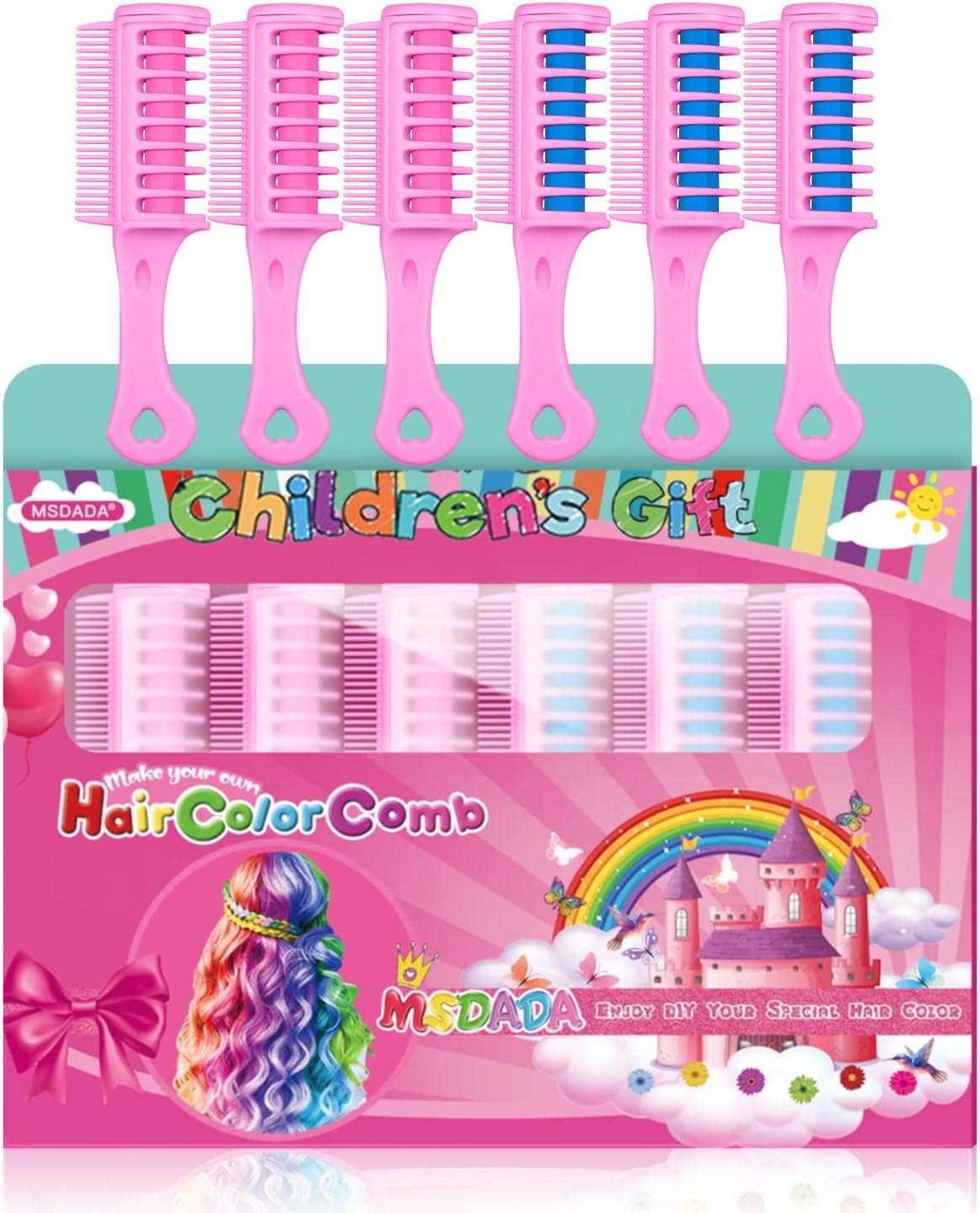 Hair Chalk Combs for Kids Girls, MSDADA Temporary Bright Hair Color for