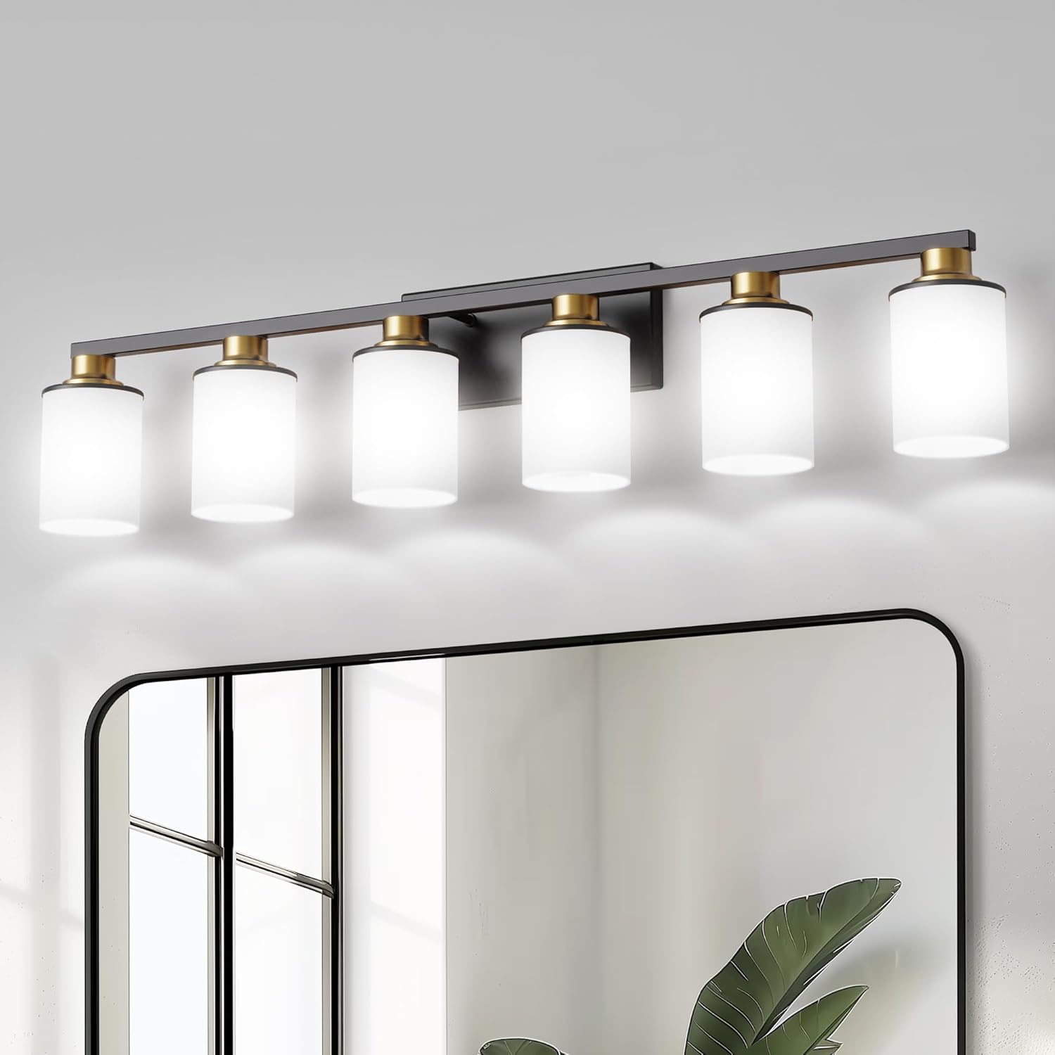 DORESshop 20 Inch Bathroom Light Fixtures, 3-Light Black Bathroom Lighting Fixtures Over Mirror with Clear Glass Shade, Vanity Lights for Bathroom Living Room Bedroom, ETL Listed