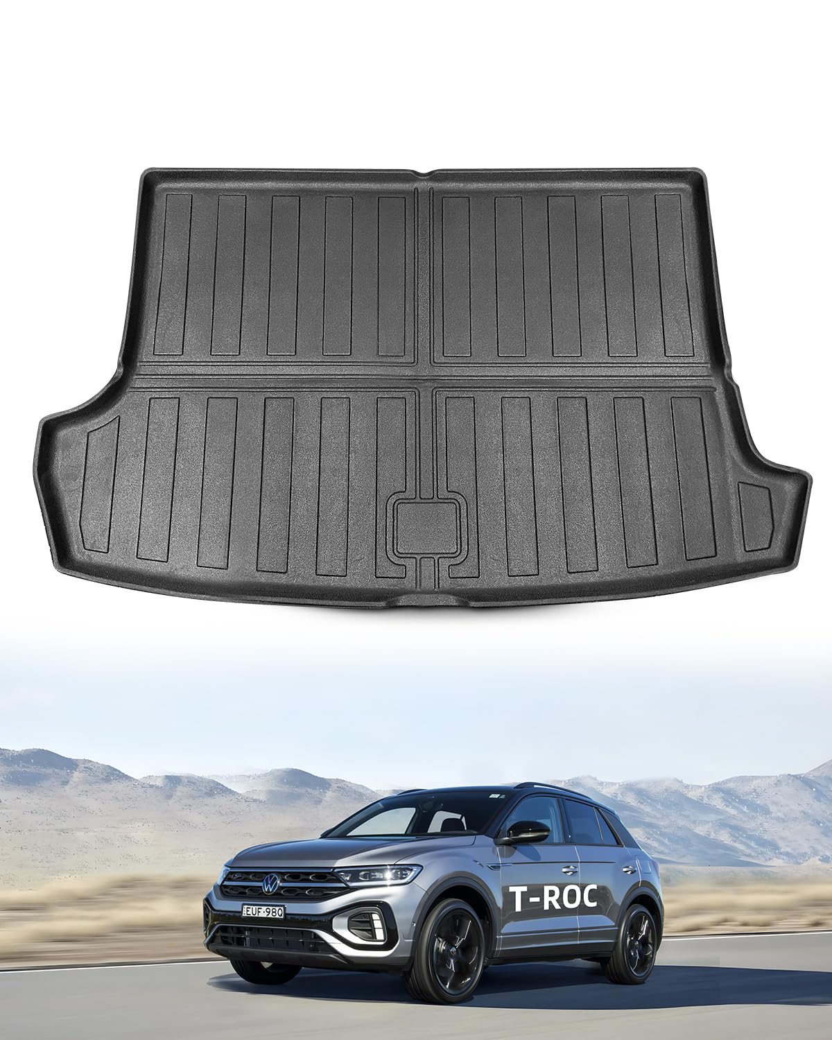 Tappetini per Bagagliaio Superiore per VW T-ROC 2018-2024 2025, T-ROC Tappetino Baule Originale TPE Tappeti Bagagliaio Posteriore con Bordo Alto, Accessori Impermeabili